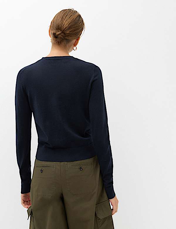 Pure Merino Wool Crew Neck Cardigan - NZ