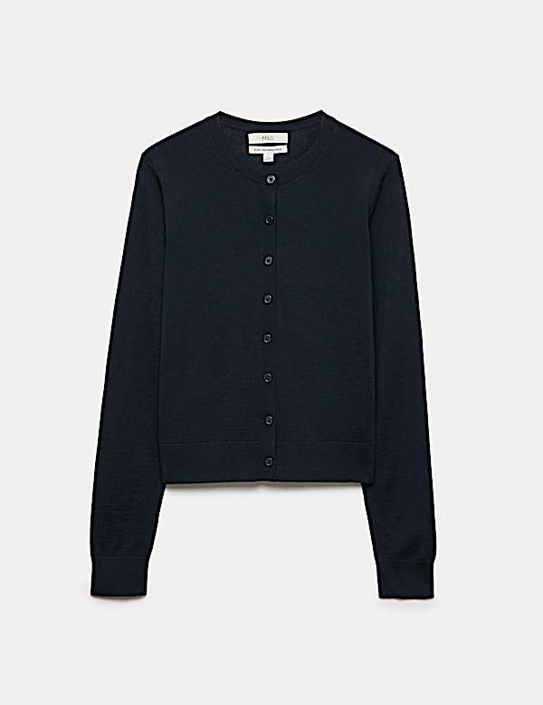 Pure Merino Wool Crew Neck Cardigan - NZ