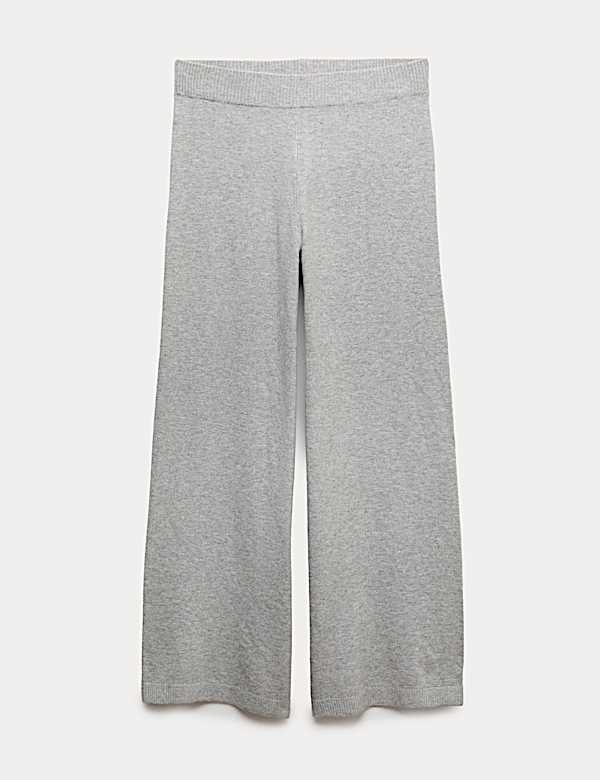 Πλεκτό παντελόνι με φαρδιά μπατζάκια από πολύ λεπτό νήμα - GR