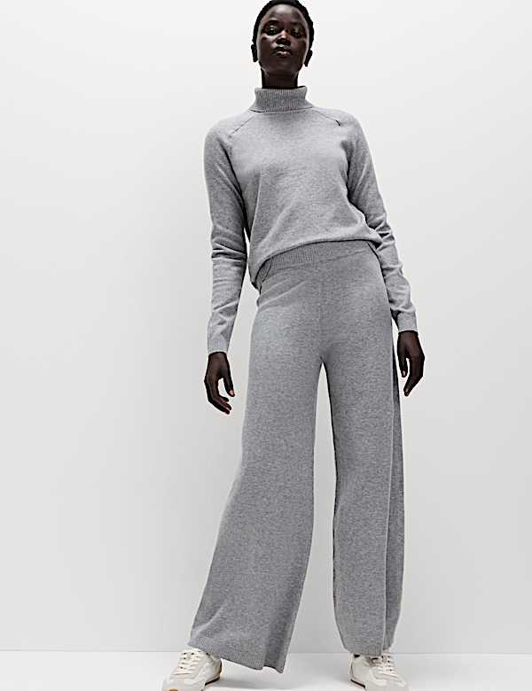Air-Yarn Wide Leg Knitted Trousers - US