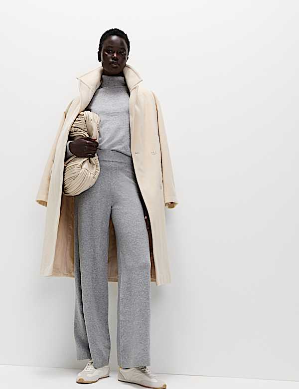 Air-Yarn Wide Leg Knitted Trousers - US