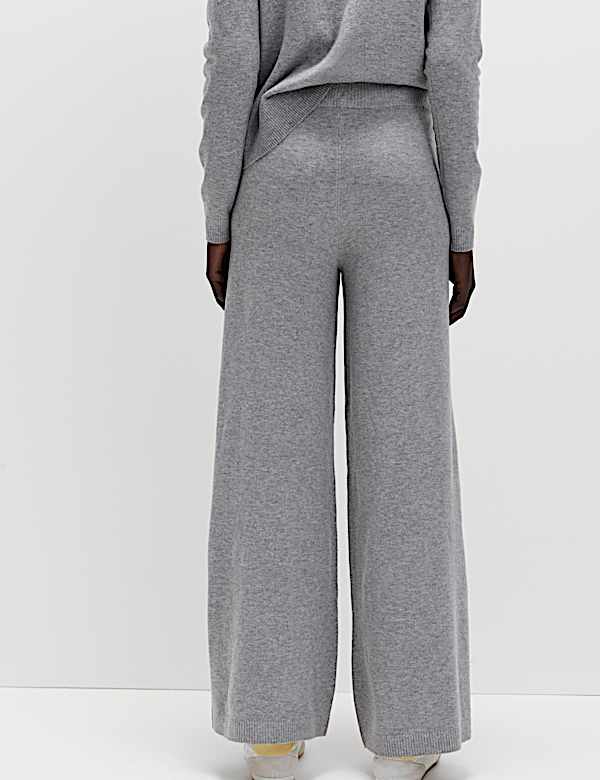 Air-Yarn Wide Leg Knitted Trousers - US