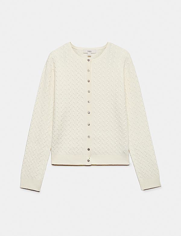 Air-Yarn Crew Neck Cable Knit Cardigan - NZ