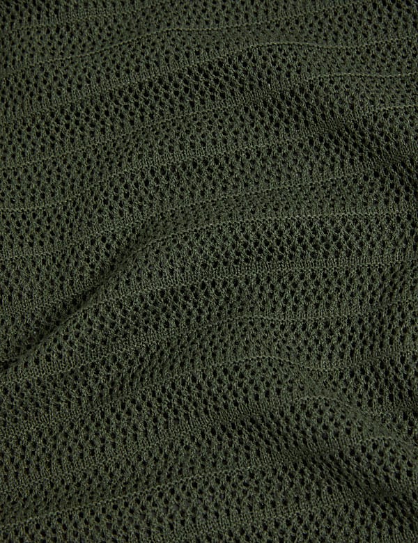 Textured Crew Neck Knitted Vest with Linen