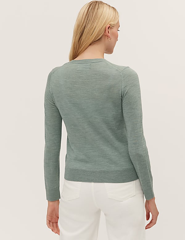 Pure Merino Wool Crew Neck Cardigan