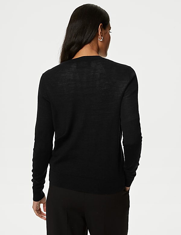 Pure Merino Wool Crew Neck Cardigan