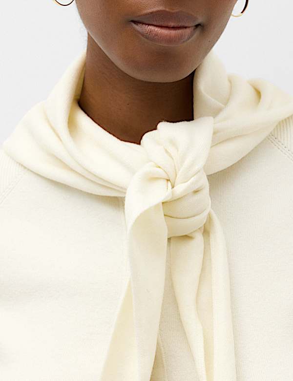 Air-Yarn Scarf Neck Button Through Cardigan