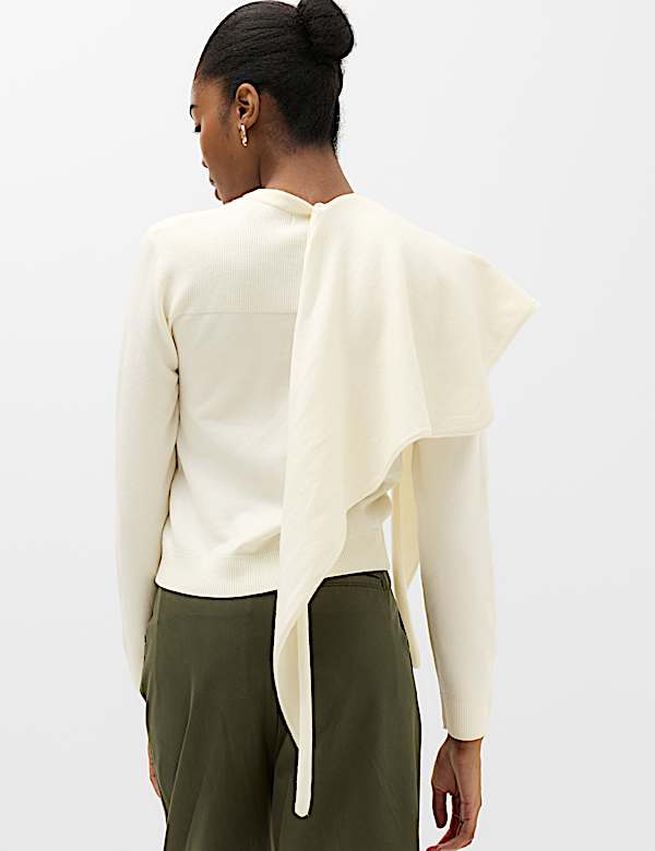Air-Yarn Scarf Neck Button Through Cardigan