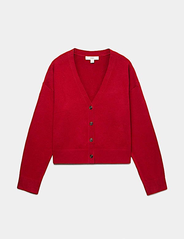 V Neck Button Front Relaxed Cardigan - NZ