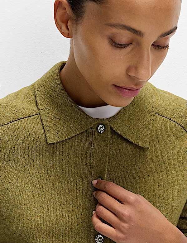 Air-Yarn Collared Button Front Cardigan - NZ