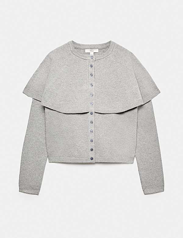 Air-Yarn Crew Neck Cape Slim Fit Cardigan - CY
