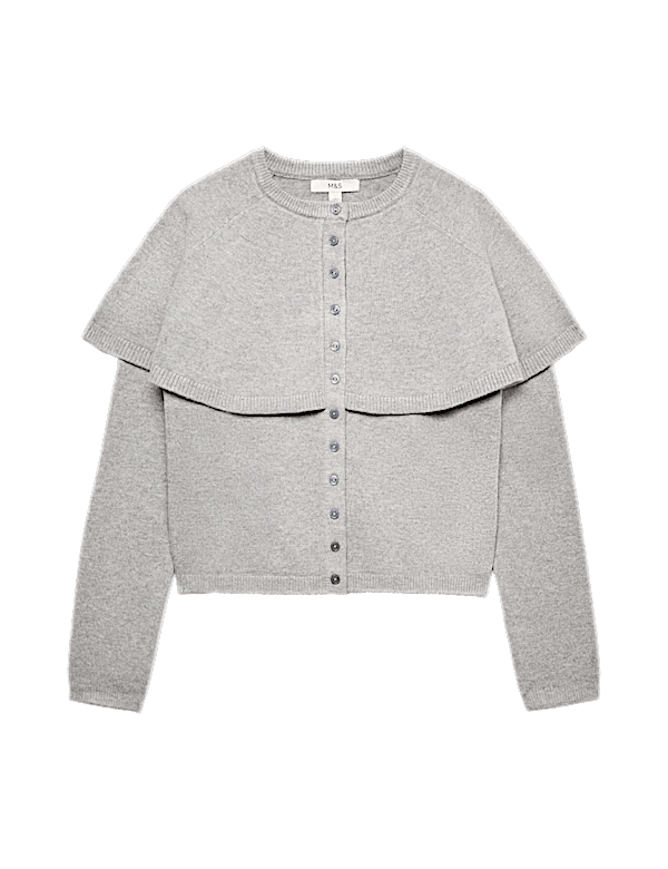 Air-Yarn Crew Neck Cape Slim Fit Cardigan