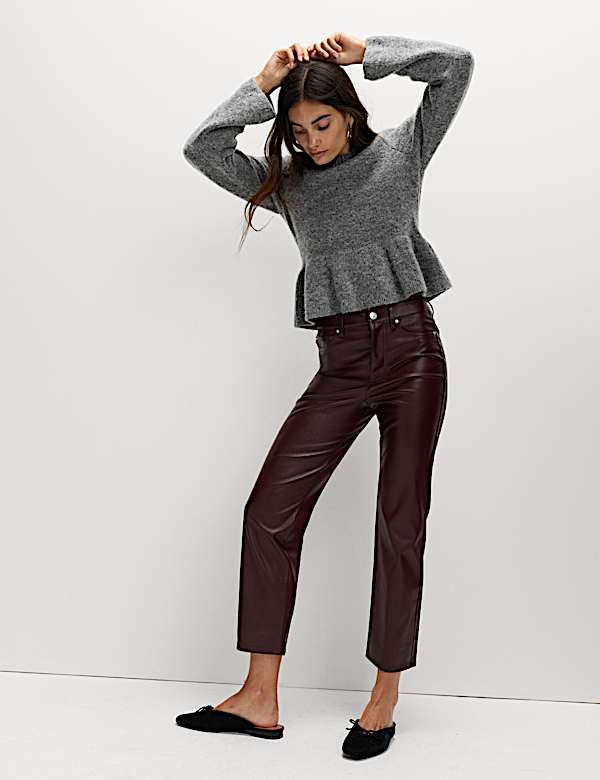 Crew Neck Peplum Jumper with Wool - JP