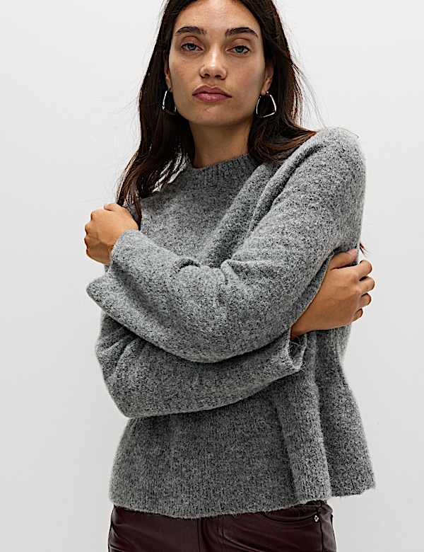 Crew Neck Peplum Jumper with Wool - JP