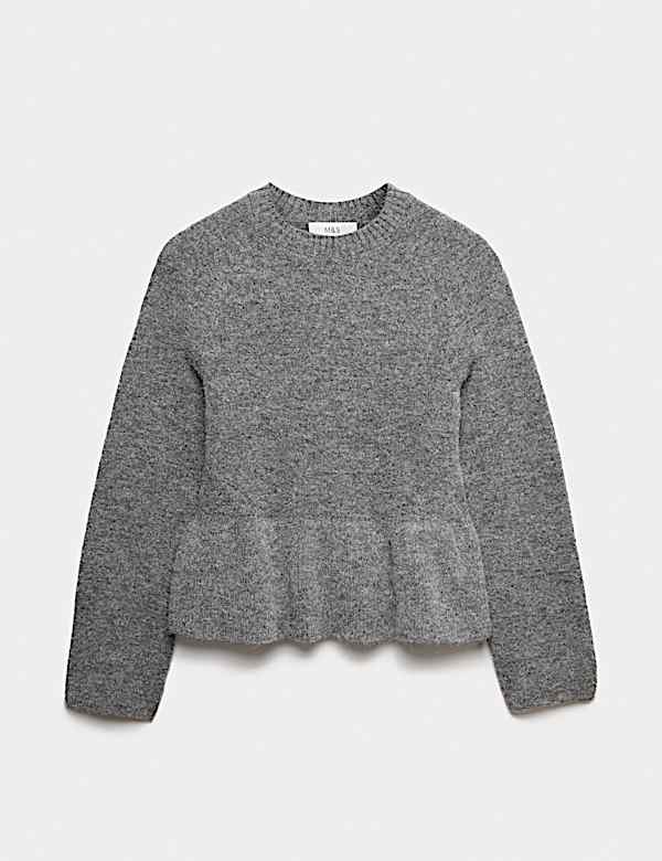 Crew Neck Peplum Jumper with Wool - JP