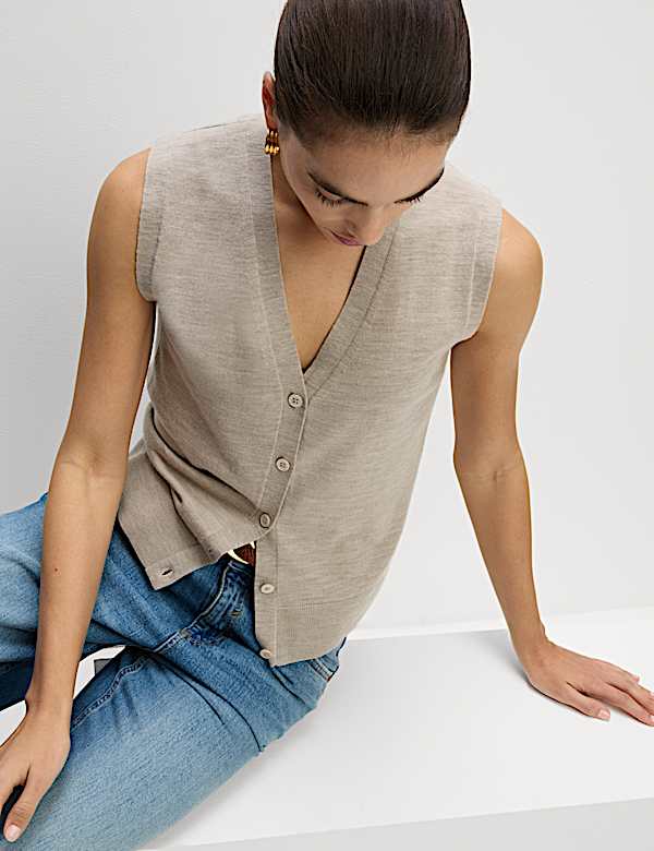 Pure Merino Wool Knitted Waistcoat - NO