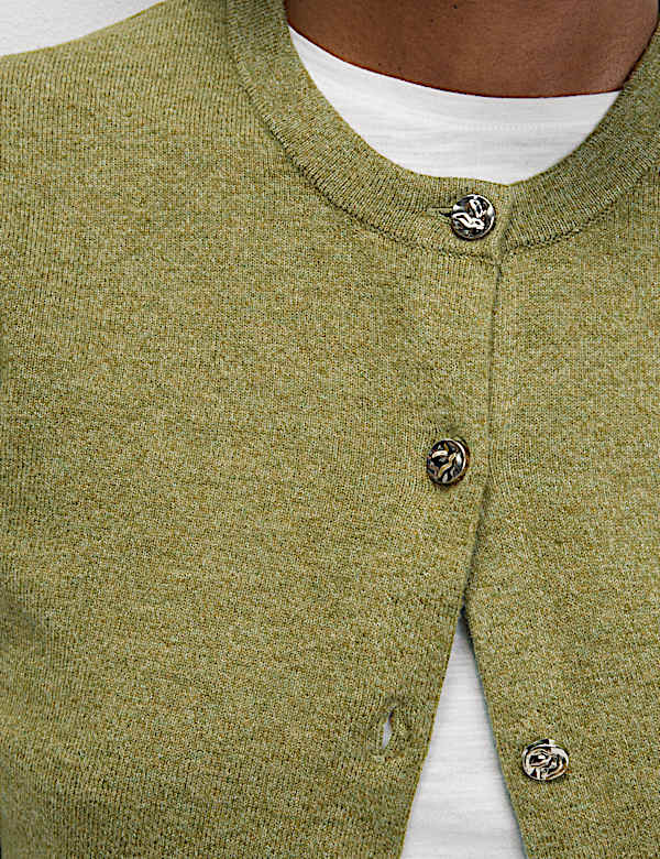 Air-Yarn Button Front Short Sleeve Cropped Cardigan