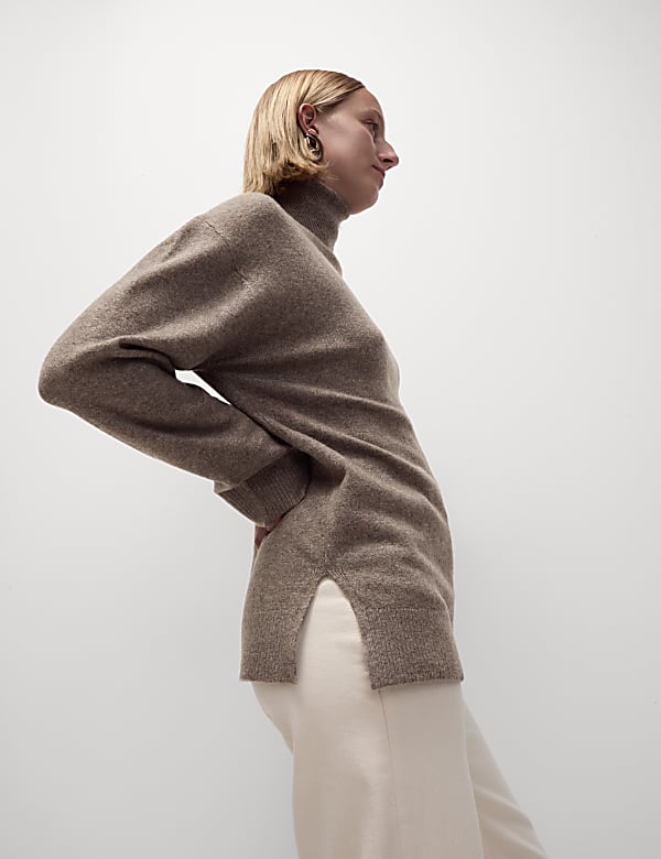 Pull coupe longue et décontractée à col roulé et motif tissé - CH