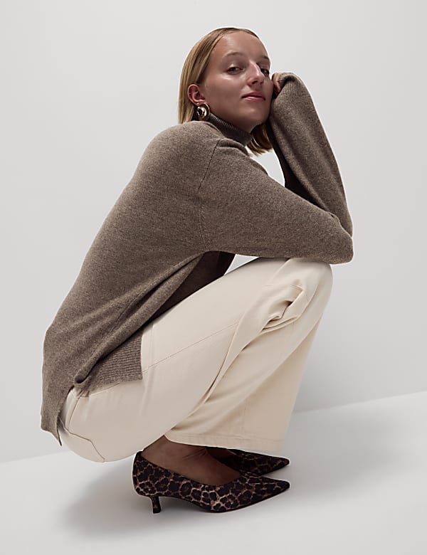 Pull coupe longue et décontractée à col roulé et motif tissé - CH