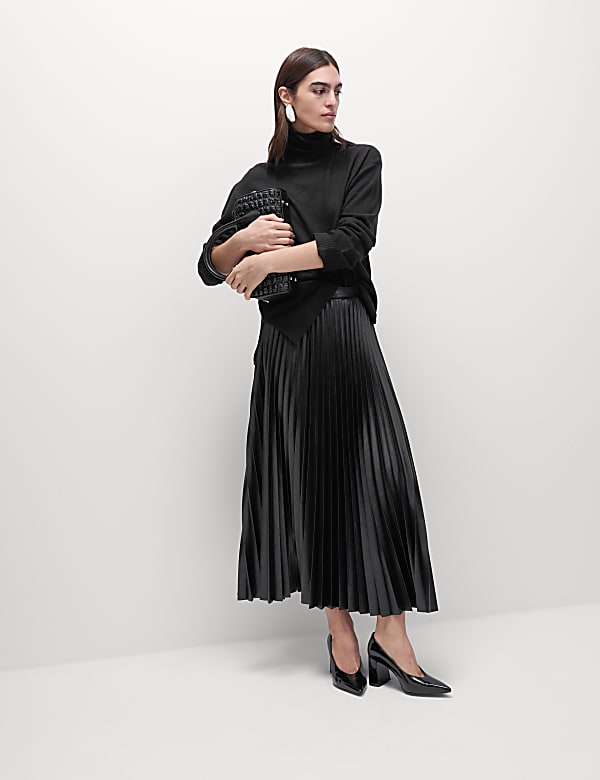 Suéter de corte largo informal de cuello vuelto de hilo Air - ES