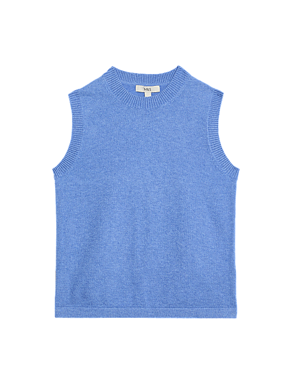 Air-Yarn Crew Neck Knitted Vest