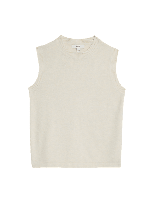 Air-Yarn Crew Neck Knitted Vest