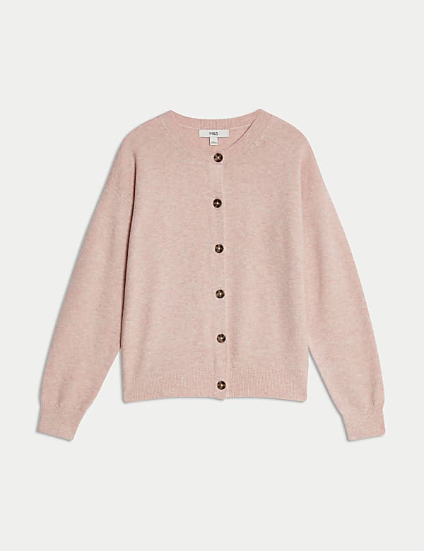 Air-Yarn Ribbed Crew Neck Cardigan - ES