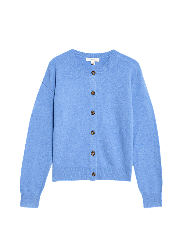 Air-Yarn Ribbed Crew Neck Cardigan