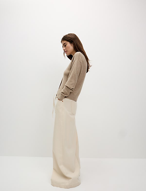 Air-Yarn Ribbed Crew Neck Cardigan - IT