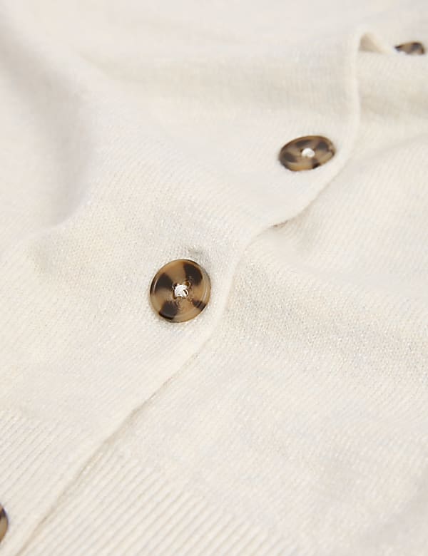 Air-Yarn Ribbed Crew Neck Cardigan