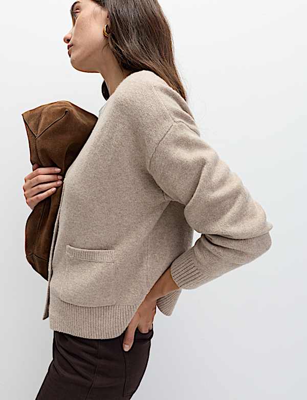 V-Neck Button Front Relaxed Cardigan - IT