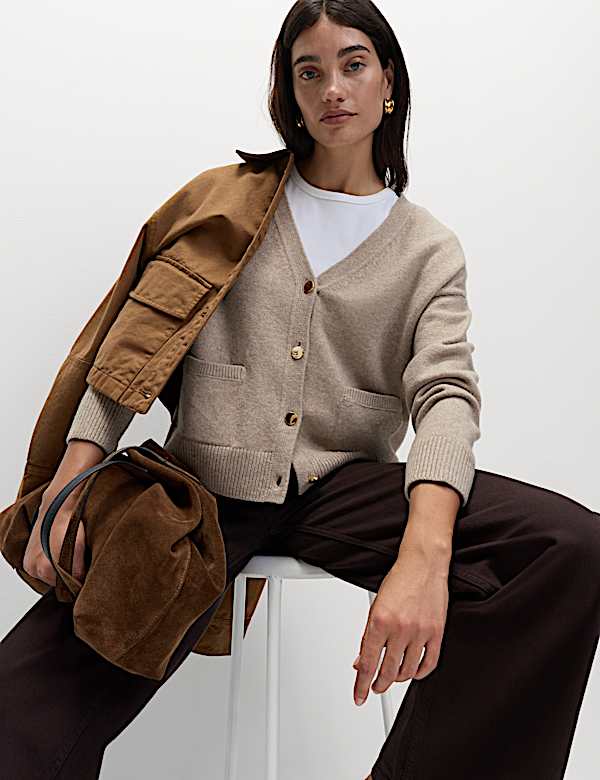 V-Neck Button Front Relaxed Cardigan - IT