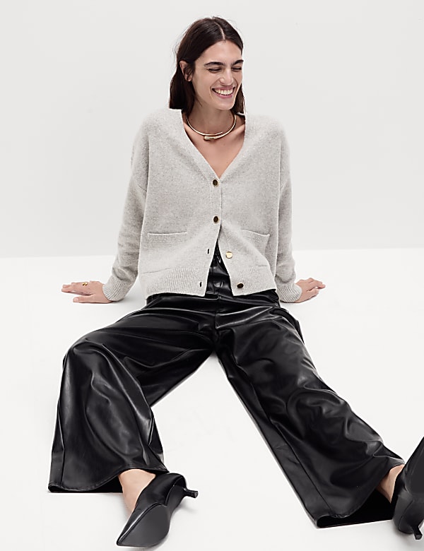 V-Neck Button Front Relaxed Cardigan