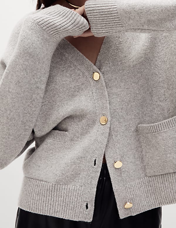 V-Neck Button Front Relaxed Cardigan