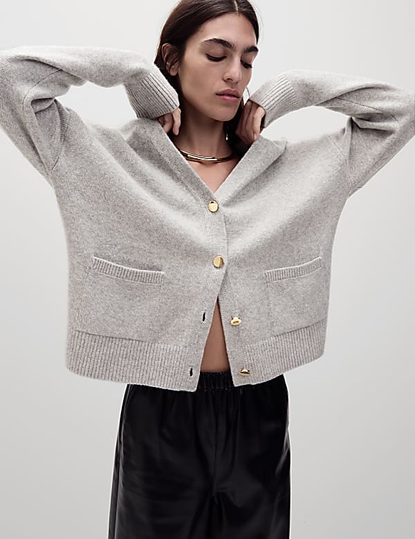 V-Neck Button Front Relaxed Cardigan