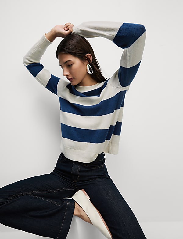 Air-Yarn Striped Crew Neck Jumper - CZ