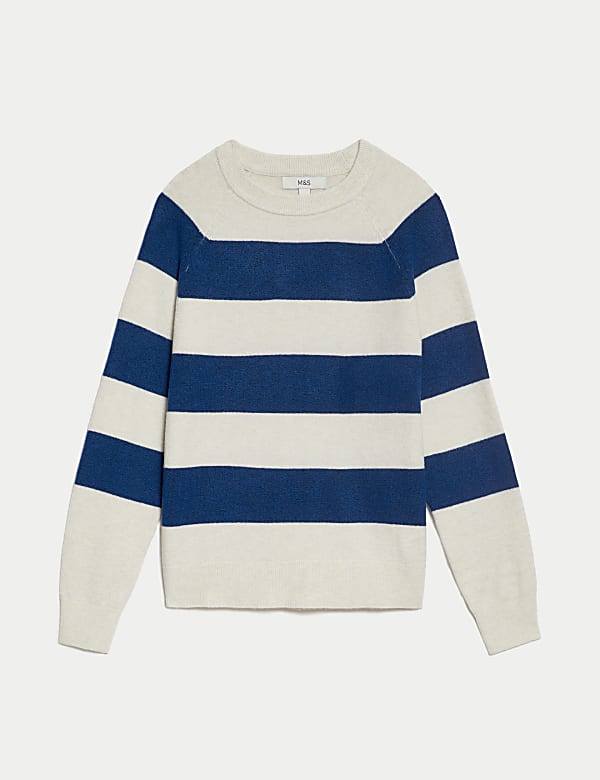 Air-Yarn Striped Crew Neck Jumper - CZ