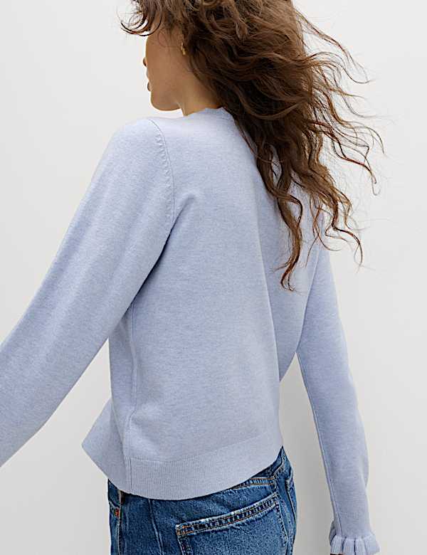 Air-Yarn Ruffle Slim Fit Cardigan - CH