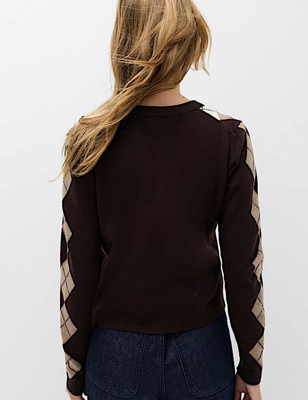 Argyle Button Front Cardigan - CA