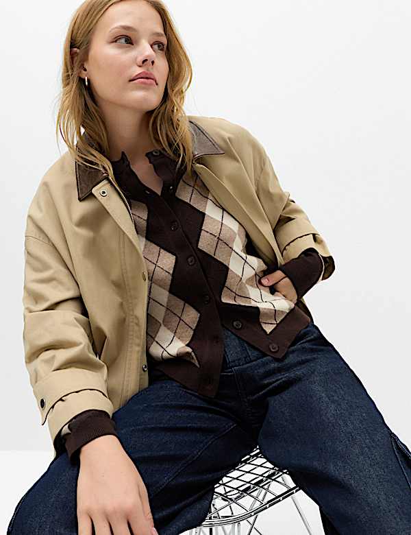 Argyle Button Front Cardigan - CA