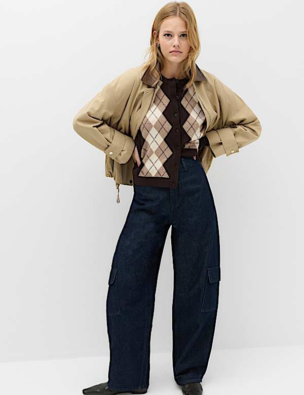 Argyle Button Front Cardigan - CA