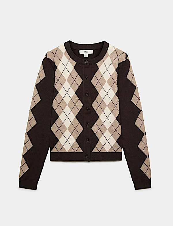 Argyle Button Front Cardigan - CA