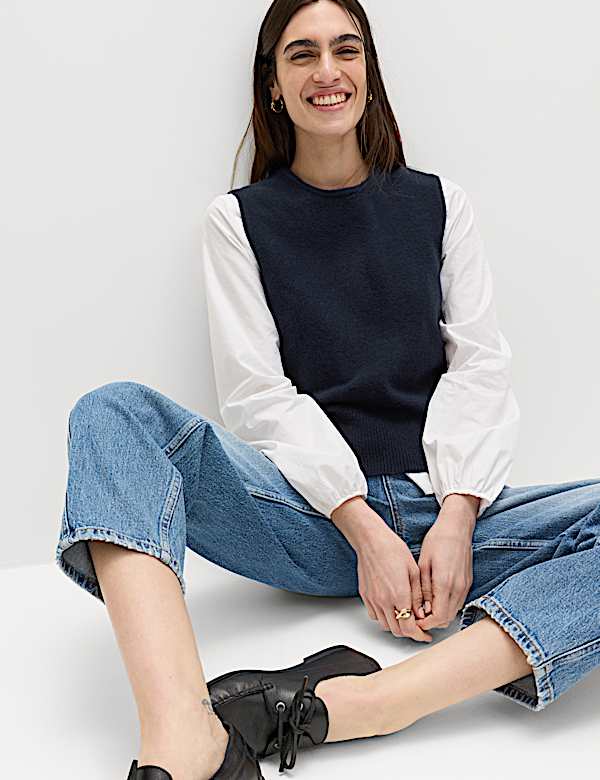 Rompi Rajut Kerah Bundar dengan Katun - ID