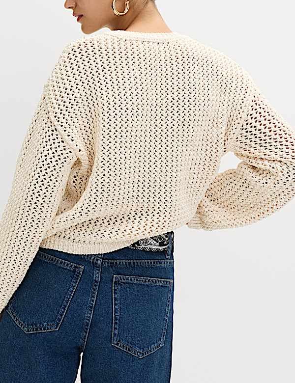 Textured Crew Neck Cropped Jumper - SE