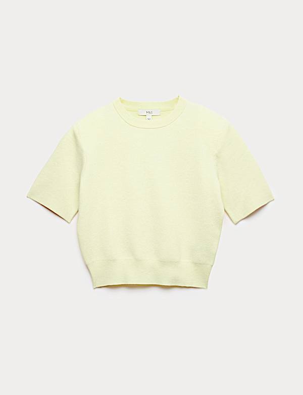 Shoulder Pad Knitted Top with Wool - AL