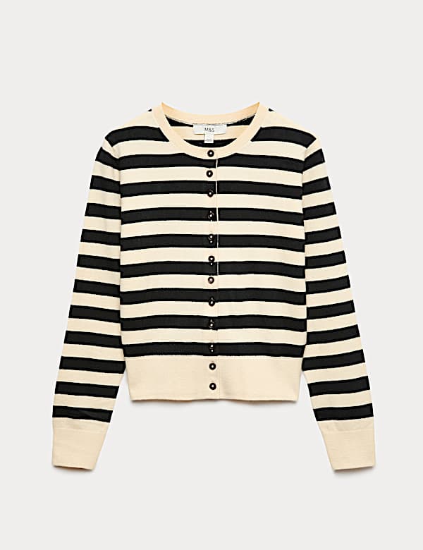 Air-Yarn Striped Cropped Cardigan - CZ