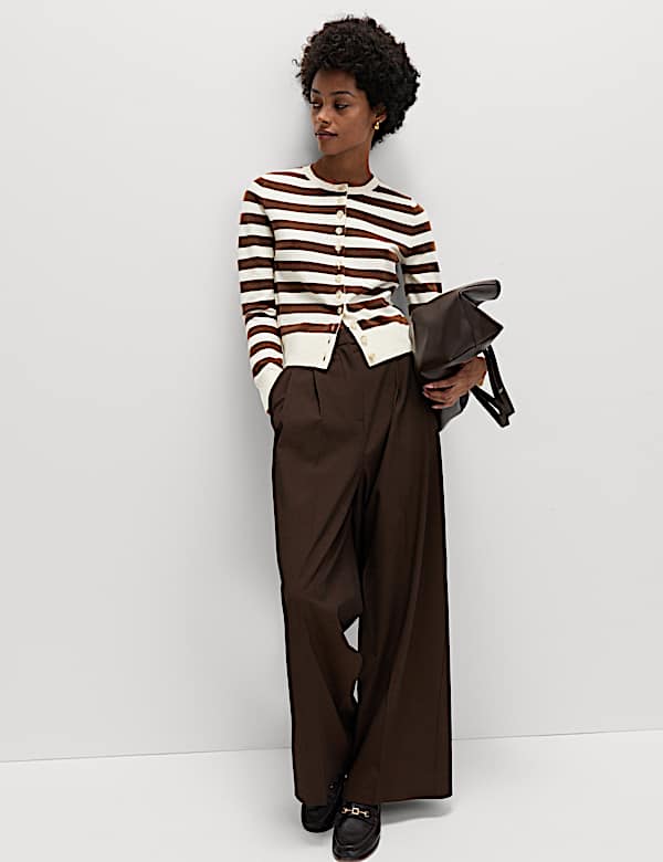 Air-Yarn Striped Cropped Cardigan - BG