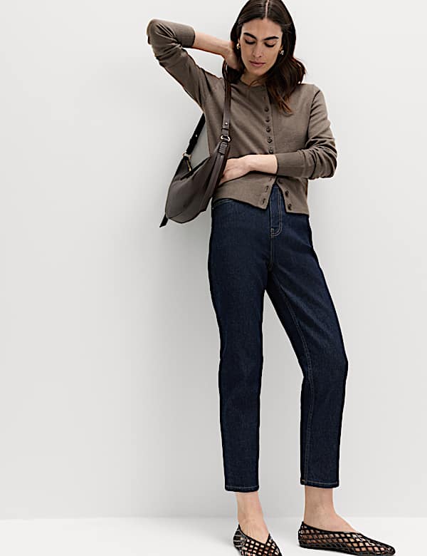 Air-Yarn Crew Neck Short Cardigan