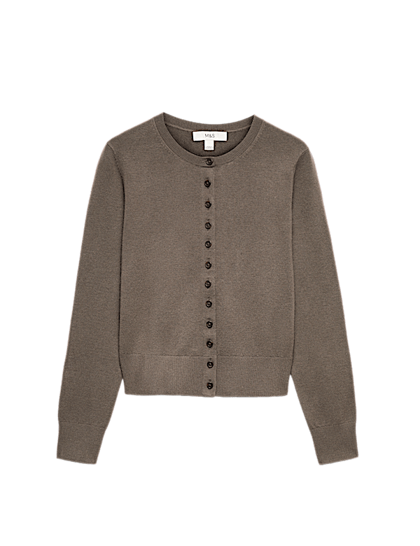 Air-Yarn Crew Neck Short Cardigan