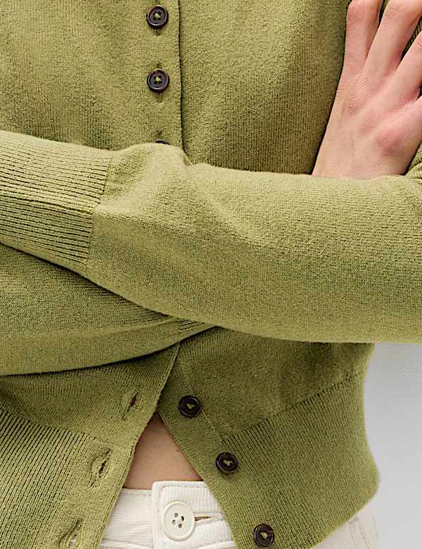 Air-Yarn Crew Neck Short Cardigan